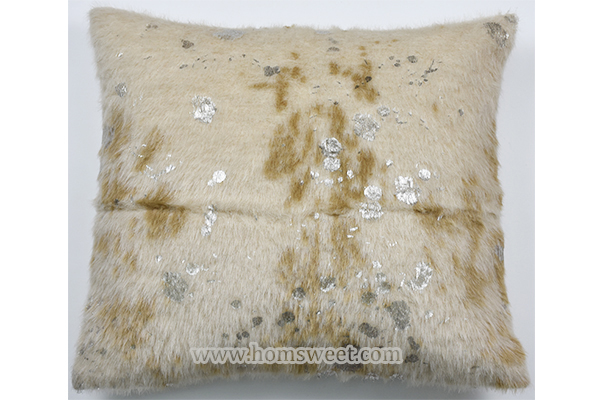 Luxury Foil Print Faux Cowhide Pillow