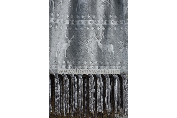 Fashion 3D Embossed Mink Fleece Throw With Chenille Fringes