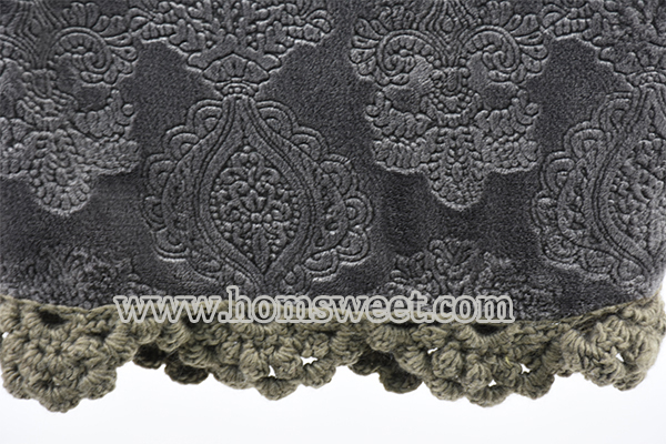 Fashion 3D Embossed Mink Fleece Throw With Crochet Edge