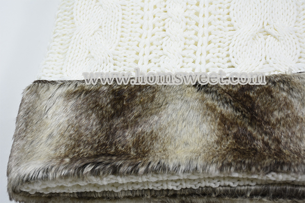 Luxury Hand Knitted Throw With Faux Fur Trim