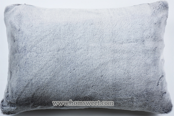 H Embroidery Botton printing  Faux Fur Pillow  