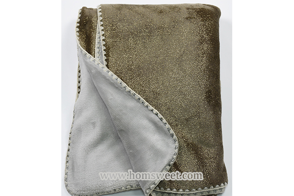 Exquisite Metallic Printed Mink Fleece Shell Stitch Throw